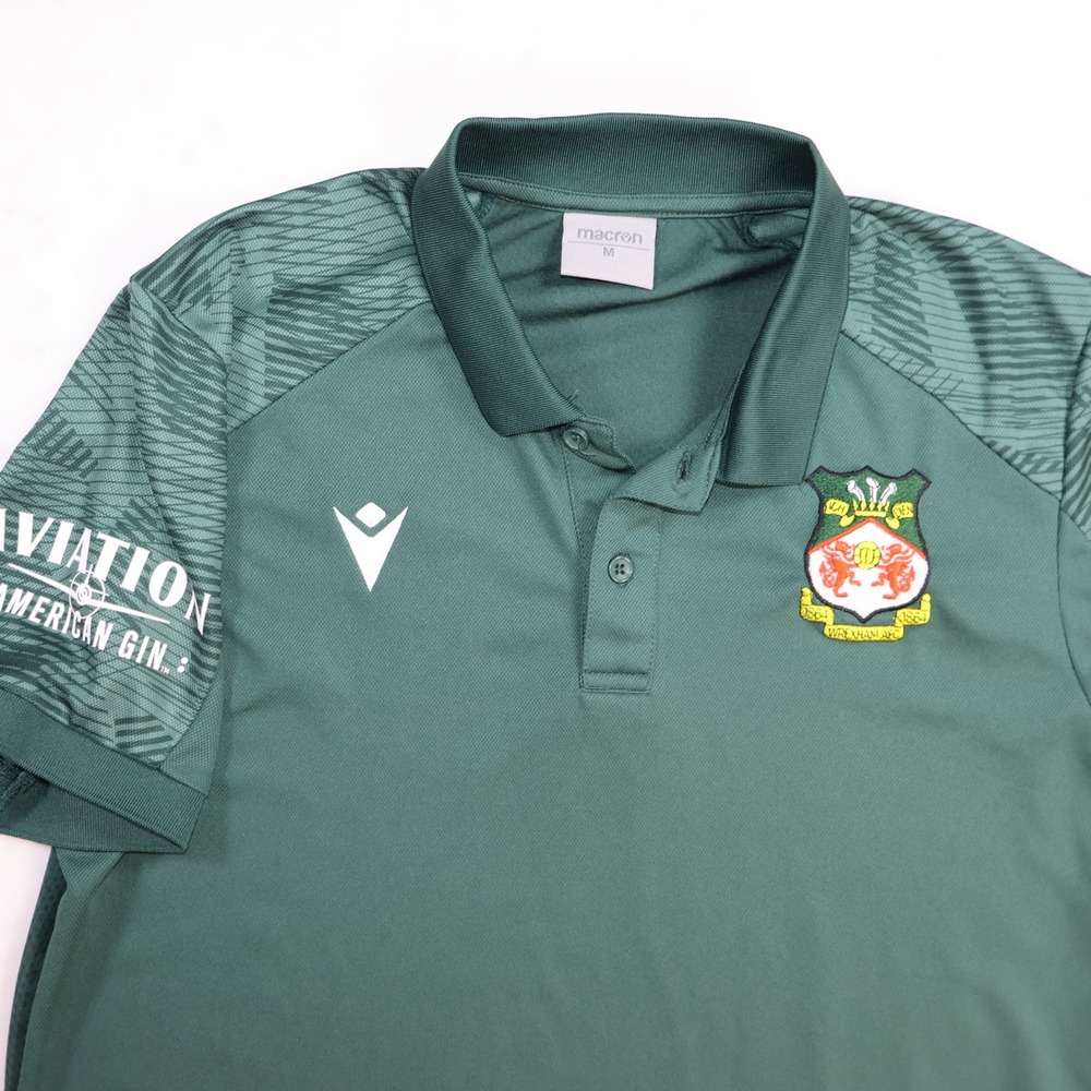 Macron Wrexham AFC Green Polo Shirt Medium Aviation American Gin Football Soccer